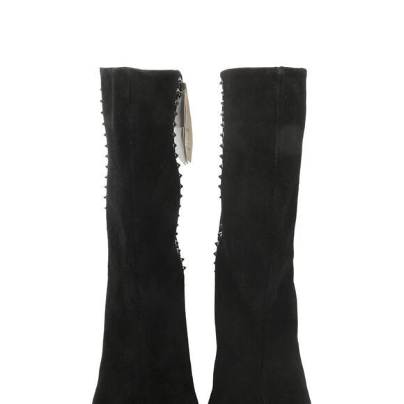 New ZARA Black Genuine Split Suede Studded Heeled Ankle Boots Women 10 EU 41 - Picture 7 of 12